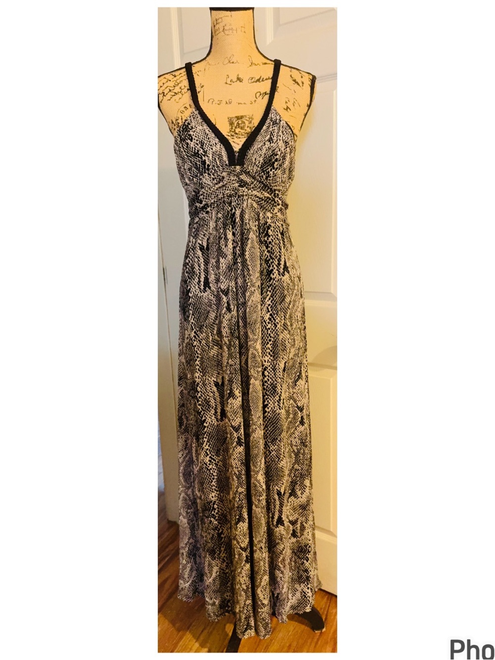 Express Black and White Snake Print Maxi Dress